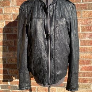 AllSaints Spitalfields Black Leather Moto Jacket